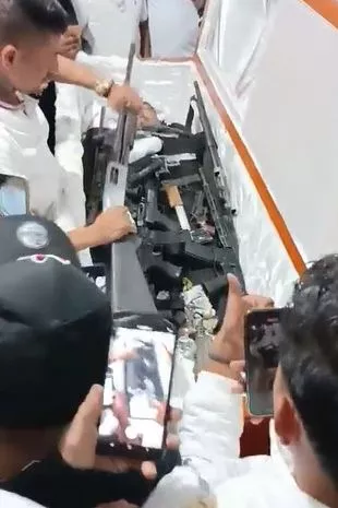 the casket of Manuel Julian Sevillano Bustamante, 39, at his funeral, in Guayaquil, Ecuador the casket of Manuel Julian Sevillano Bustamante, 39, at his funeral, in Guayaquil, Ecuador